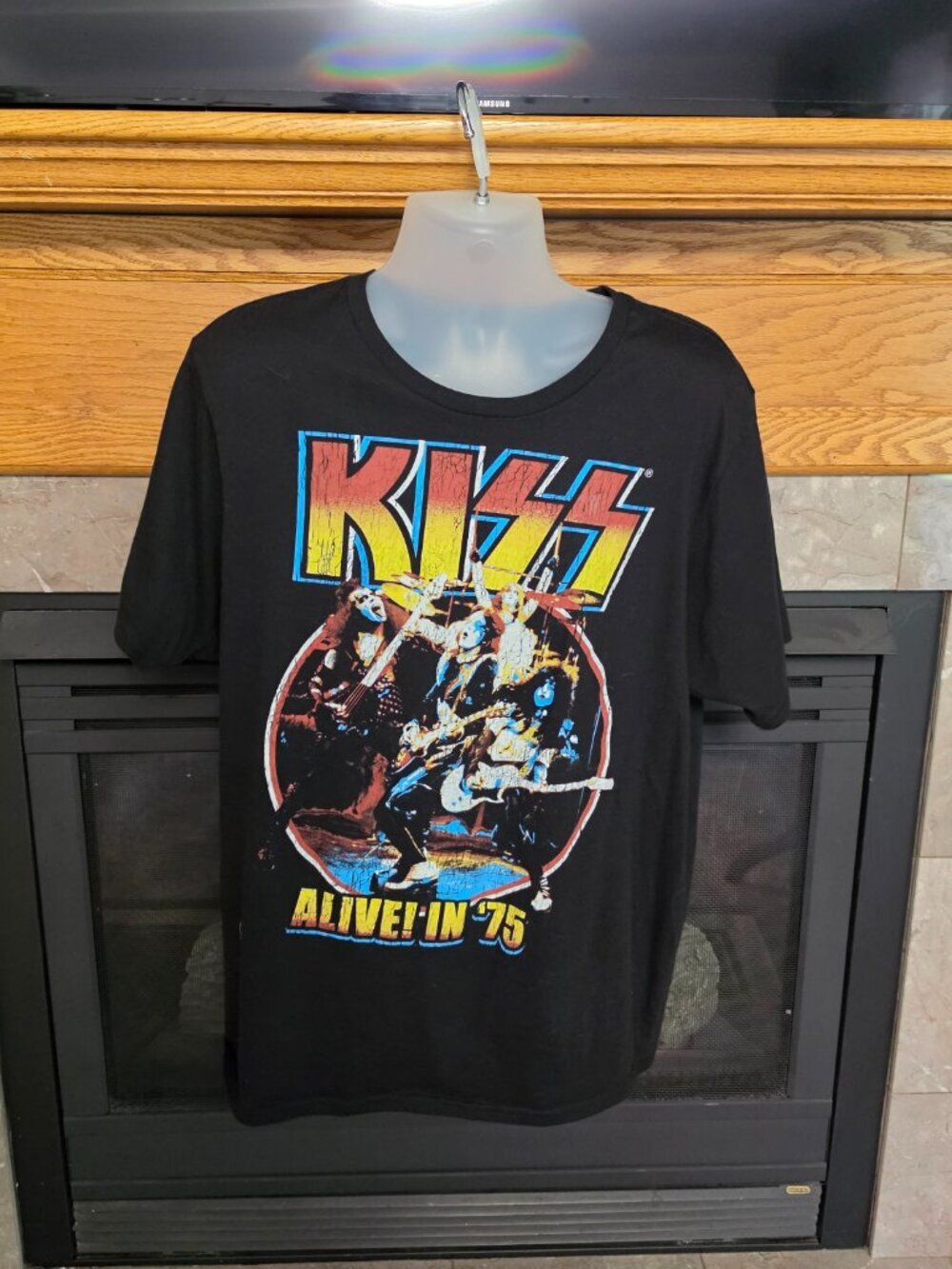 KISS Alive In '75 Concert Graphic Tee XL – Black Rock Band T-Shirt Mad Engine